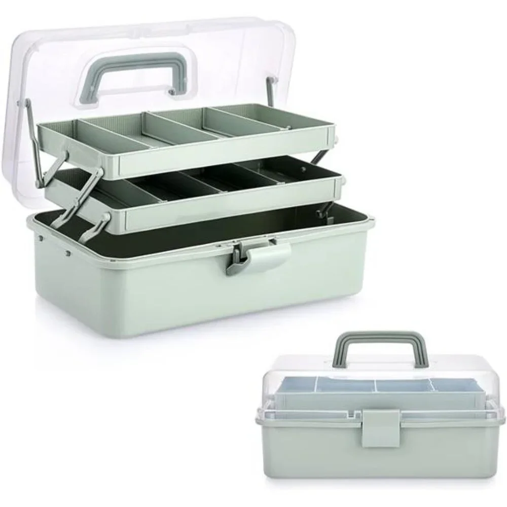 3-Layer Plastic Dividing Storage Craft Organizer with Adjustable Spacers